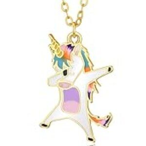 Gold Plated Unicorn Necklace Girls Women Fashion Jewelry Cute Dab Dabbing Dance